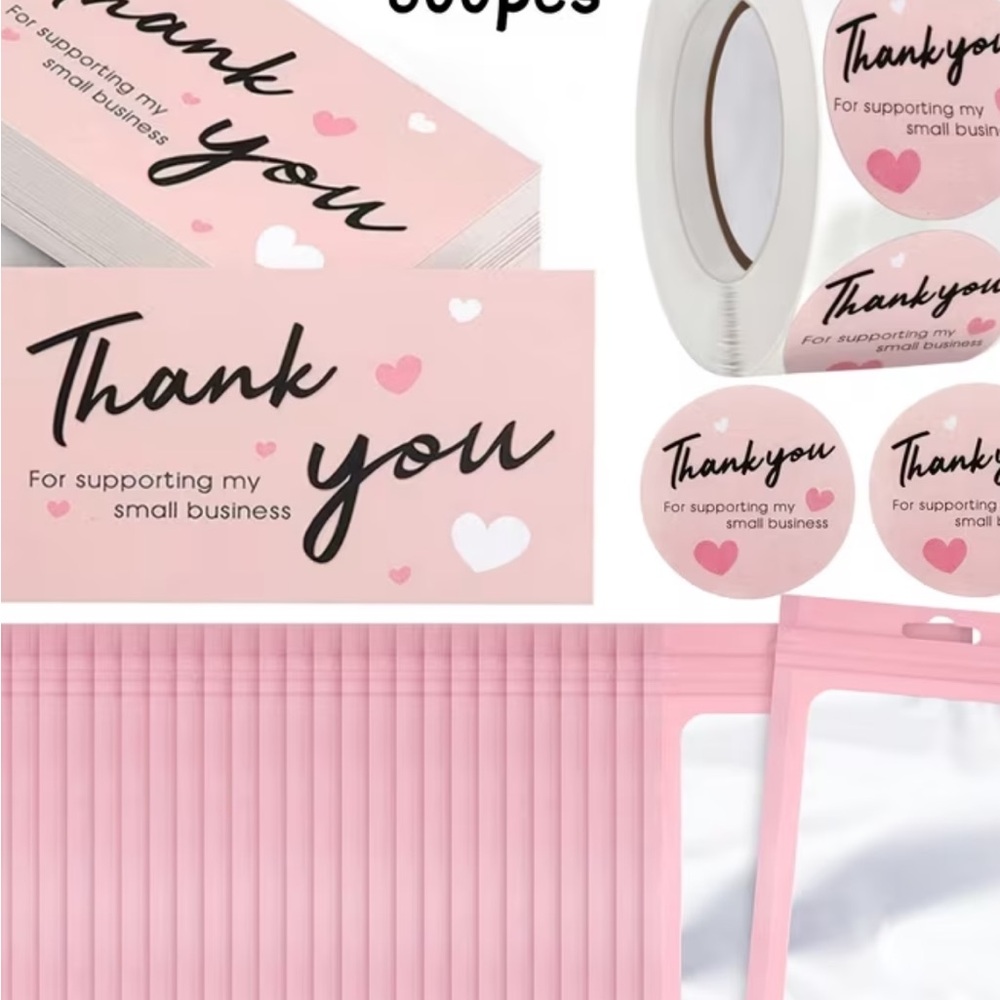 Thank You Stickers and Cards & Storage Bags, Sellers Bundle Set  600 Pieces - Picture 2 of 4